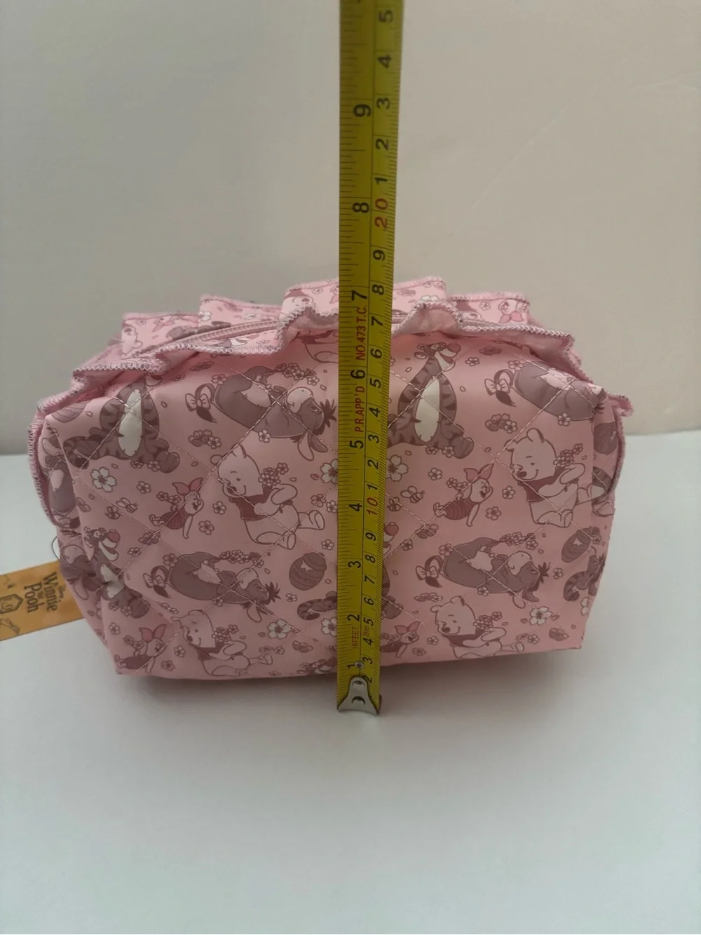 Disney Winnie The Pooh Spring Quilted Ruffle Makeup Bag Zip Closure